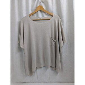 Milio-Milano women's Large flowy short sleeve sweater, cream, modal SW8